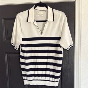 White and NavyStriped Polo Shirt